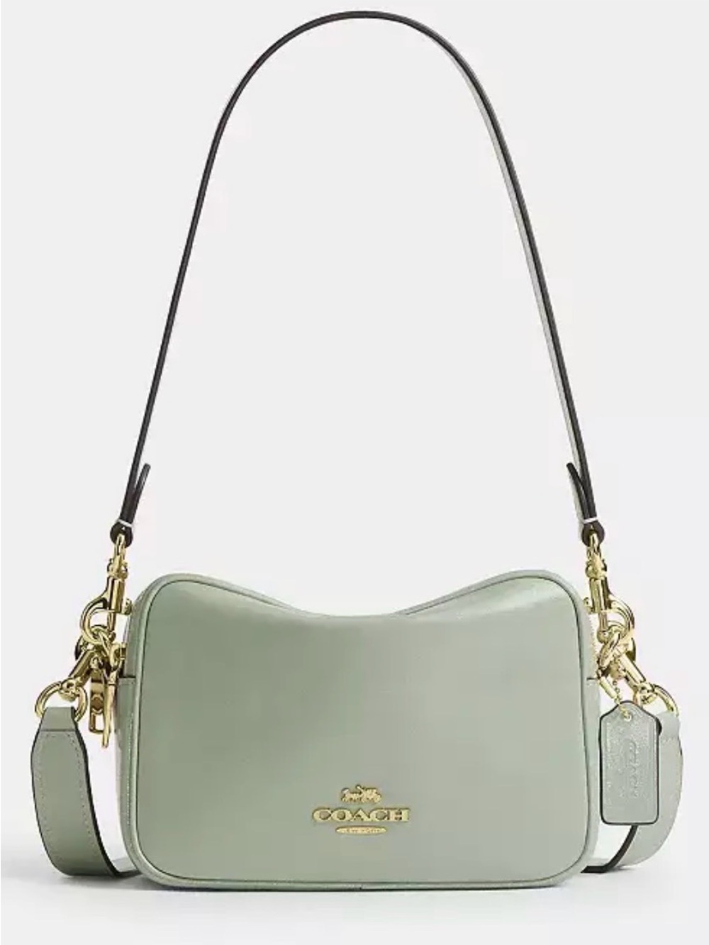 💚COACH NWT Mini Carey Pistachio Green Leather Shoulder Bag with Gold Hardware‎